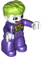 Minifig No: 47394pb229  Name: Duplo Figure Lego Ville, The Joker, Dark Purple Legs and Top, White Hands, White Head, Red Lips, Lime Hair