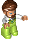 Minifig No: 47394pb314  Name: Duplo Figure Lego Ville, Male, Lime Legs with Overalls and Recycling Logo, Reddish Brown Hair and Beard