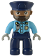 Minifig No: 47394pb333  Name: Duplo Figure Lego Ville, Male Police, Dark Blue Legs, Medium Azure Top with Silver Badge and Radio, Dark Blue Hat
