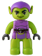 Minifig No: 47394pb338  Name: Duplo Figure Lego Ville, Green Goblin, Medium Lavender Outfit
