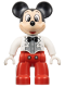Minifig No: 47394pb342  Name: Duplo Figure Lego Ville, Mickey Mouse, White Jacket, Red Legs, Silver Shirt, Black Bow Tie (6438771)