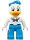 Minifig No: 47394pb344  Name: Duplo Figure Lego Ville, Donald Duck, Dark Azure Legs and Hat, White Shirt with Metallic Light Blue Bow (6438668)