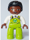 Minifig No: 47394pb351  Name: Duplo Figure Lego Ville, Female, Lime Legs with Overalls and Recycling Logo, Black Hair (6464666)