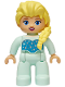 Minifig No: 47394pb370  Name: Duplo Figure Lego Ville, Disney Princess, Elsa, Light Aqua Legs and Top (6545872)