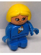 Minifig No: 4943pb009  Name: Duplo Figure, Child Type 1 Girl, Blue Legs, Blue Top with Ice Cream Cone Pattern, Yellow Hair