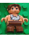 Minifig No: 6453pb025  Name: Duplo Figure, Child Type 2 Baby, Brown Legs, Tooth Necklace, Brown Bonnet (Caveman)