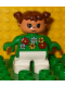 Minifig No: 6453pb026  Name: Duplo Figure, Child Type 2 Girl, White Legs, White, Red and Yellow Flowers, Brown Hair