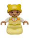 Minifig No: 7627pb01  Name: Duplo Figure Lego Ville, Baby, Bright Light Yellow Sleep Sack, White Top with Paw Prints Pattern, Yellow Hat (6567923)