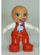Minifig No: 85363pb001  Name: Duplo Figure Lego Ville, Baby, Red Overalls with Elephant Pattern, Pacifier