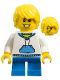 Minifig No: LLP004  Name: LEGOLAND Park Boy, Hooded Sweatshirt with Medium Blue Pocket and Drawstring Front, Yellow Hair