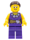 Minifig No: LLP005  Name: LEGOLAND Park Female, Dark Purple Blouse with Gold Sash and Flowers, Dark Brown Hair