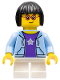 Minifig No: LLP009  Name: LEGOLAND Park Girl with Black Bob Cut Hair, Bright Light Blue Hooded Sweatshirt Open with Purple Shirt with Silver Star Pattern and White Short Legs