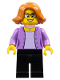 Minifig No: LLP013  Name: LEGOLAND Park Female with Dark Orange Short Hair, Medium Lavender Shirt, Black Legs