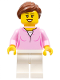 Minifig No: LLP021  Name: LEGOLAND Park Female with Reddish Brown Ponytail, Bright Pink Shirt, White Legs