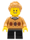 Minifig No: adp048  Name: Boy, Medium Nougat Argyle Sweater, Black Legs, Medium Nougat Hair