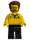 Minifig No: adp053  Name: LEGO Store Employee, Black Legs, Beard and Glasses, Reddish Brown Tousled Hair