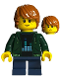 Minifig No: adp058  Name: Child - Boy, Dark Green Hoodie, Dark Blue Short Legs, Dark Orange Tousled Hair, Freckles