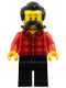 Minifig No: adp124  Name: Train Worker - Red Plaid Flannel Shirt, Black Legs, Moustache, and Hair