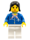 Minifig No: air010a  Name: Airport - Blue with Scarf, Black Female Hair (Vintage)