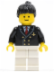 Minifig No: air030  Name: Airport - Pilot with Red Tie and 6 Buttons, White Legs, Black Ponytail Hair, Standard Grin