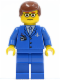 Minifig No: air035  Name: Airport - Blue 3 Button Jacket & Tie, Reddish Brown Male Hair, Glasses with Thin Eyebrow