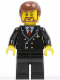 Minifig No: air048  Name: Airport - Pilot with Red Tie and 6 Buttons, Black Legs, Reddish Brown Hair, Brown Beard Rounded