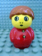 Minifig No: baby002  Name: Primo Figure Boy with Red Base, Red Top with Two Buttons, Dark Orange Hair