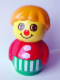 Minifig No: baby003  Name: Primo Figure Boy with Green Base with White Stripes, Red Top, Medium Orange Hair
