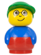 Minifig No: baby008  Name: Primo Figure Boy With Red Base, Blue Top, Green Hat, Glasses