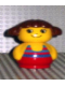 Minifig No: baby012  Name: Primo Figure Girl with Red Base, Yellow Top with Red Swimsuit with Blue Stripes, Brown Hair