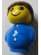Minifig No: baby024  Name: Primo Figure Boy with Blue Base, Blue Top with Three Buttons, Brown Hair