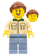 Minifig No: bdp032  Name: Female, Tan Shirt, Sand Blue Legs, Reddish Brown Ponytail Hair