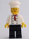 Minifig No: bdp033  Name: Chef - White Torso with 8 Buttons, No Wrinkles Front or Back, Black Legs, White Chef Toque