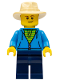 Minifig No: bdp039  Name: Fisherman, Dark Azure Jacket, Dark Blue Legs, Tan Fedora  Hat