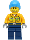 Minifig No: bdp050  Name: Fisherman - Bright Light Orange Jacket, Dark Azure Beanie