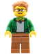 Minifig No: bdp073  Name: Space Observer - Female, Green Jacket, Medium Nougat Legs