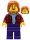 Minifig No: bdp078  Name: Visitor - Female, Dark Red Jacket, Dark Purple Legs
