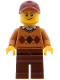 Minifig No: bdp079  Name: Visitor - Male, Medium Nougat Argyle Sweater, Reddish Brown Legs