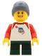Minifig No: bdp080  Name: Boy - Space Shirt, Dark Green Short Legs, Dark Bluish Gray Beanie