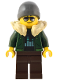 Minifig No: bdp087  Name: Traveler - Male, Dark Green Hoodie, Dark Brown Legs, Tan Fur Collar, Dark Bluish Gray Beanie