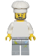 Minifig No: bdp095  Name: 1950s Diner Chef - Plain White Torso, Light Bluish Gray Legs with Paint Splotches, White Chef Toque