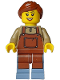 Minifig No: bdp108  Name: Florist - Female, Reddish Brown Apron, Sand Blue Legs, Reddish Brown Hair Ponytail (Fleuriste Laurette)
