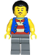 Minifig No: bdp147  Name: Pirate - Male, Blue Vest, Dark Bluish Gray Legs, Black Hair with Short Ponytail