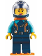 Minifig No: bdp151  Name: Harbormaster's Office Diver - Dark Blue Diving Suit and Helmet, Orange Air Tanks and Flippers, Trans-Clear Visor