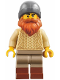 Minifig No: bdp152  Name: Harbormaster's Office Fisherman - Tan Knit Cable Sweater, Dark Tan Legs with Molded Reddish Brown Boots, Dark Bluish Gray Beanie, Dark Orange Beard