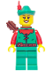 Minifig No: bdp167  Name: Forest Stronghold Forestwoman - Red, Green Hat, Red Feather, Quiver, Open Mouth Smile