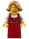 Minifig No: bdp179  Name: Medieval Seaside Market Baker - Female, Dark Red Dress, Medium Nougat Hair