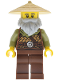 Minifig No: bdp189  Name: Riverside Scholars - Male, Leather Armor, Reddish Brown Legs, Tan Conical Hat, Light Bluish Gray Beard