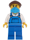 Minifig No: bdp196  Name: Wild West Train Stable Hand - Male, Blue Overalls, Blue Legs, Dark Azure Bandana, Reddish Brown Flat Cap