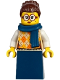 Minifig No: bdp232  Name: Vampire Castle Visitor - Female, Tan Knit Argyle Sweater Vest, Dark Blue Skirt, Dark Brown Hair, Dark Blue Scarf